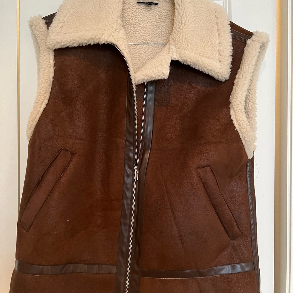 Suede-style Sherpa vest